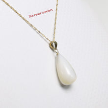 Load image into Gallery viewer, Hand Carved Tear Drop White Mother of Pearl 14k Gold Bale Pendant Necklace