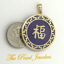 Load image into Gallery viewer, 2101482-14k-Gold-Joy-Greek-Key-Disc-Lavender-Jade-Luck-Pendant-Necklace