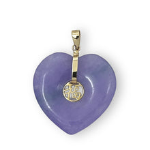 Load image into Gallery viewer, 14k Solid Yellow Gold Heart Shaped Lavender Jade Love Pendant