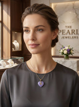 Load image into Gallery viewer, 14k Solid Yellow Gold Heart Shaped Lavender Jade Love Pendant