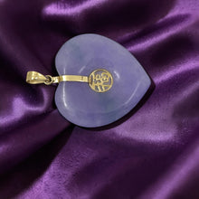 Load image into Gallery viewer, 14k Solid Yellow Gold Heart Shaped Lavender Jade Love Pendant