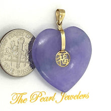 Load image into Gallery viewer, 14k Solid Yellow Gold Heart Shaped Lavender Jade Love Pendant