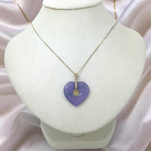 Load image into Gallery viewer, 14k Solid Yellow Gold Heart Shaped Lavender Jade Love Pendant