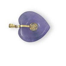 Load image into Gallery viewer, 14k Solid Yellow Gold Heart Shaped Lavender Jade Love Pendant