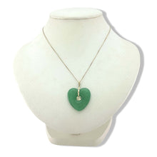 Load image into Gallery viewer, 14K Solid Gold Heart-Shaped Green Jade Love Pendant