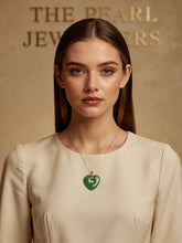 Load image into Gallery viewer, 14K Solid Gold Heart-Shaped Green Jade Love Pendant