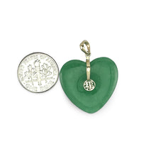 Load image into Gallery viewer, 14K Solid Gold Heart-Shaped Green Jade Love Pendant