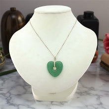 Load image into Gallery viewer, 14K Solid Gold Heart-Shaped Green Jade Love Pendant