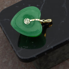 Load image into Gallery viewer, 14K Solid Gold Heart-Shaped Green Jade Love Pendant