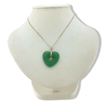 Load image into Gallery viewer, 14K Solid Gold Heart-Shaped Green Jade Love Pendant
