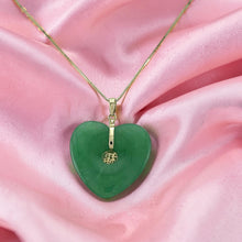 Load image into Gallery viewer, 14K Solid Gold Heart-Shaped Green Jade Love Pendant