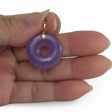 Load image into Gallery viewer, 14k Solid Yellow Gold Tablet Ring Shaped Lavender Jade Pendant