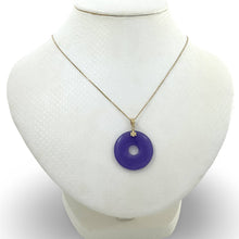 Load image into Gallery viewer, 14k Solid Yellow Gold Tablet Ring Shaped Lavender Jade Pendant