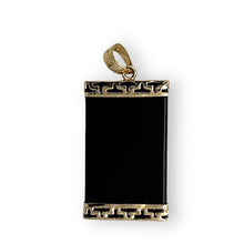 Load image into Gallery viewer, 14KT Yellow Gold Greek Key Bar Black Onyx Board Pendant Necklace