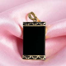 Load image into Gallery viewer, 14KT Yellow Gold Greek Key Bar Black Onyx Board Pendant Necklace