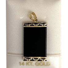 Load image into Gallery viewer, 14KT Yellow Gold Greek Key Bar Black Onyx Board Pendant Necklace