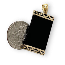 Load image into Gallery viewer, 14KT Yellow Gold Greek Key Bar Black Onyx Board Pendant Necklace