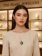 Load image into Gallery viewer, 14K Solid Gold Green Jade Joy &amp; Greek Key Pendant