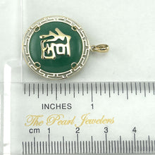 Load image into Gallery viewer, 14K Solid Gold Green Jade Joy &amp; Greek Key Pendant