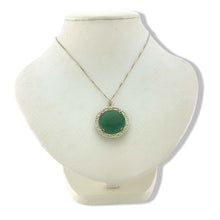Load image into Gallery viewer, 14K Solid Gold Green Jade Joy &amp; Greek Key Pendant