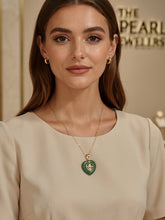 Load image into Gallery viewer, 14K Solid Gold Heart-Shaped Green Jade Love Pendant