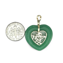Load image into Gallery viewer, 14K Solid Gold Heart-Shaped Green Jade Love Pendant