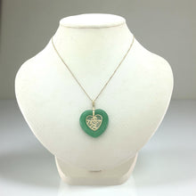 Load image into Gallery viewer, 14K Solid Gold Heart-Shaped Green Jade Love Pendant
