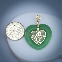 Load image into Gallery viewer, 14K Solid Gold Heart-Shaped Green Jade Love Pendant