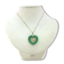 Load image into Gallery viewer, 14K Solid Gold Heart-Shaped Green Jade Love Pendant