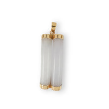 Load image into Gallery viewer, 14k Solid Yellow Gold Double Curve Natural Celadon Green Jadeite Pendant