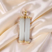 Load image into Gallery viewer, 14k Solid Yellow Gold Double Curve Natural Celadon Green Jadeite Pendant