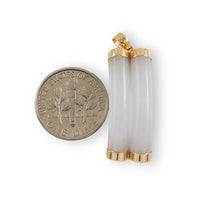 Load image into Gallery viewer, 14k Solid Yellow Gold Double Curve Natural Celadon Green Jadeite Pendant