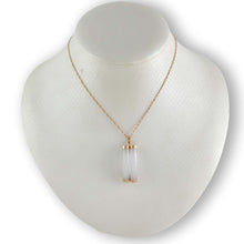 Load image into Gallery viewer, 14k Solid Yellow Gold Double Curve Natural Celadon Green Jadeite Pendant