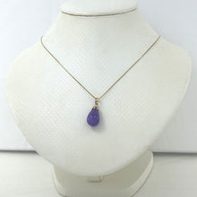 Load image into Gallery viewer, 2110022-14k-Yellow-Gold-Hand-Craved-Raindrop-Lavender-Jade-Pendant