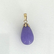 Load image into Gallery viewer, 2110022-14k-Yellow-Gold-Hand-Craved-Raindrop-Lavender-Jade-Pendant