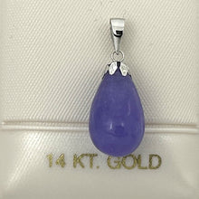 Load image into Gallery viewer, 2110027-14k-White-Gold-Hand-Craved-Raindrop-Lavender-Jade-Pendant