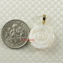 Load image into Gallery viewer, 2120460-14k-Gold-Hand-Carved-Rose-Genuine-Mother-of-Pearl-Pendant-Necklace