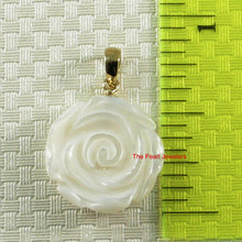 Load image into Gallery viewer, 2120460-14k-Gold-Hand-Carved-Rose-Genuine-Mother-of-Pearl-Pendant-Necklace