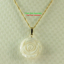 Load image into Gallery viewer, 2120460-14k-Gold-Hand-Carved-Rose-Genuine-Mother-of-Pearl-Pendant-Necklace