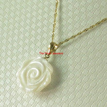 Load image into Gallery viewer, 2120460-14k-Gold-Hand-Carved-Rose-Genuine-Mother-of-Pearl-Pendant-Necklace