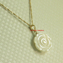 Load image into Gallery viewer, 2120460-14k-Gold-Hand-Carved-Rose-Genuine-Mother-of-Pearl-Pendant-Necklace