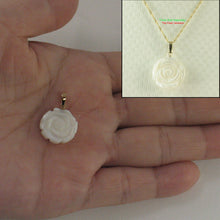 Load image into Gallery viewer, 2120460-14k-Gold-Hand-Carved-Rose-Genuine-Mother-of-Pearl-Pendant-Necklace