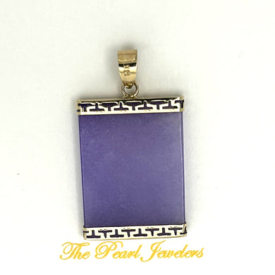 2121042 BOARD PURPLE JADE 14K YELLOW SOLID GOLD GREEK KEY DESIGN PENDANT