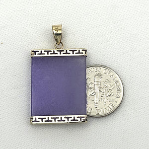 2121042 BOARD PURPLE JADE 14K YELLOW SOLID GOLD GREEK KEY DESIGN PENDANT