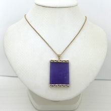 Load image into Gallery viewer, 2121782-Rectangle-Lavender-Jade-Board-14k-Yellow-Solid-Gold-Pendant