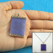 Load image into Gallery viewer, 2121782-Rectangle-Lavender-Jade-Board-14k-Yellow-Solid-Gold-Pendant