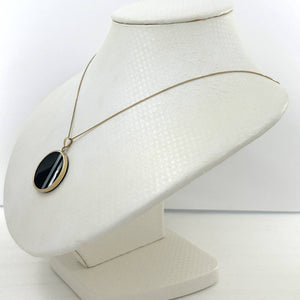 14k Yellow Gold Black Onyx & Mother of Pearl Pendant
