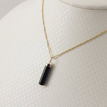 Load image into Gallery viewer, 2186701-14k-Yellow-Gold-Hand-Carved-Tube-Black-Onyx-Pendant-Necklace