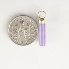 Load image into Gallery viewer, 2186702-14k-Yellow-Gold-Hand-Carved-Tube-Lavender-Jade-Pendant-Necklace