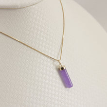 Load image into Gallery viewer, 2186702-14k-Yellow-Gold-Hand-Carved-Tube-Lavender-Jade-Pendant-Necklace